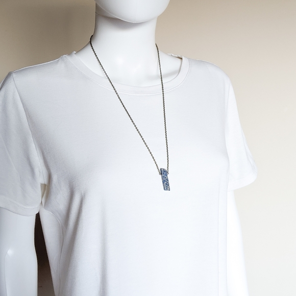 Blue Magnesite Bronze Chain Necklace - Picture 6 of 8